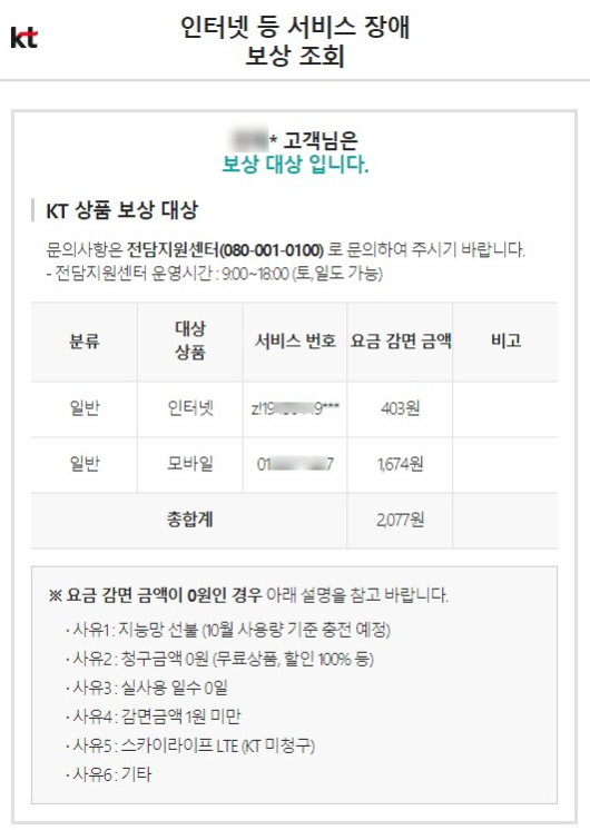  kt보상금 조회 방법 기한