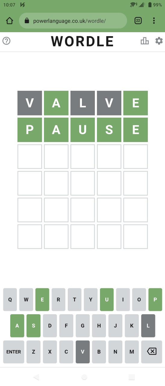 워들 답 2022 02 10 / Wordle 236 answer 10 Feburuary