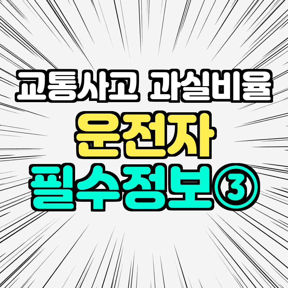  교통사고 과실비율(자동차사고) - 운전자라면 꼭 알아야할 정보③