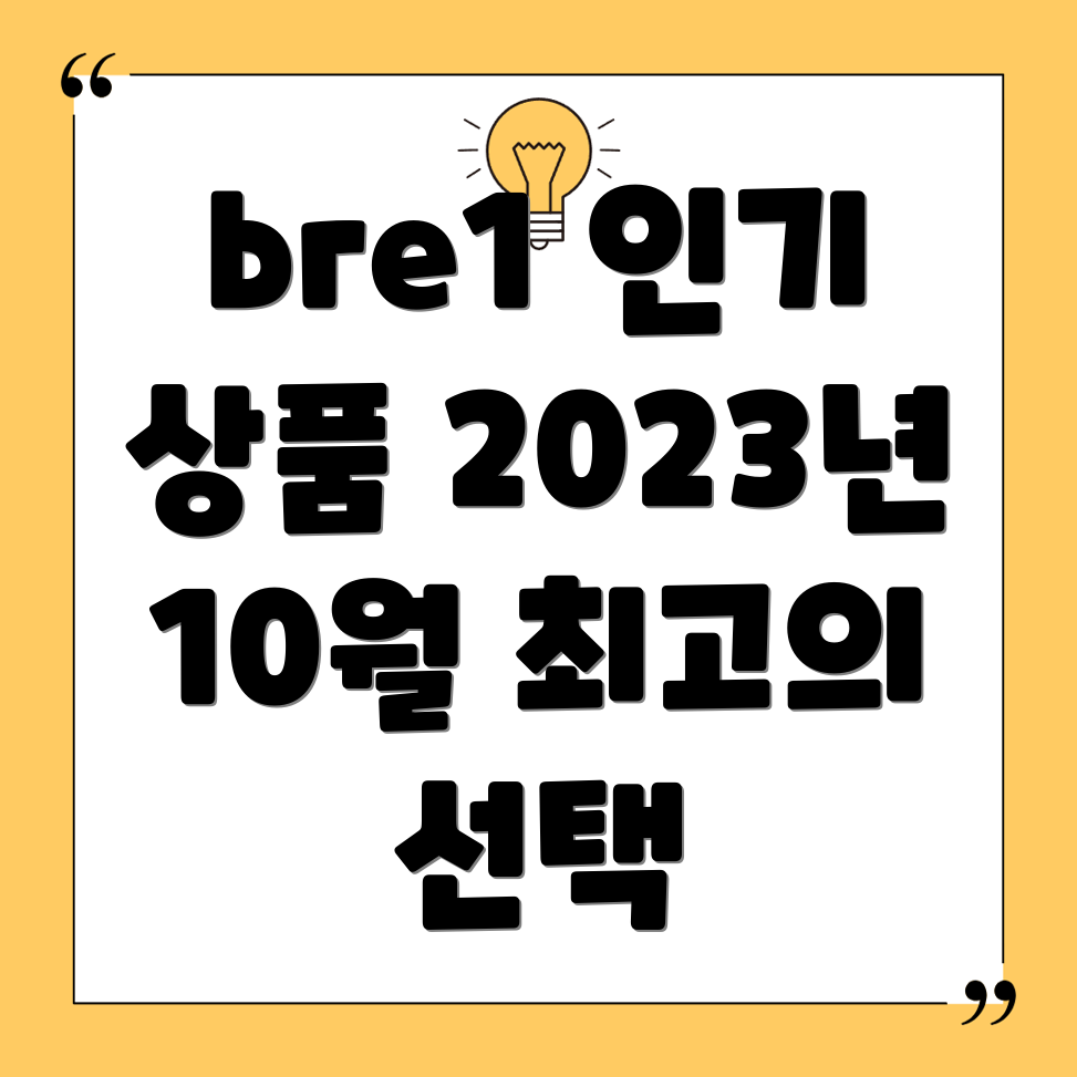 bre1인기상품분석2023년10월최고의선택은