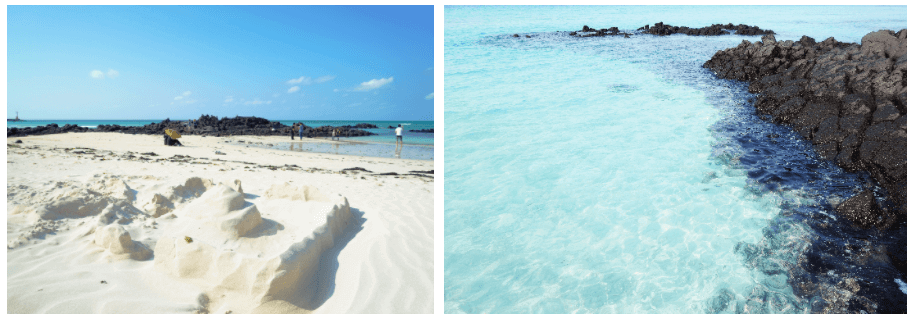 김녕해변 모래사장과 투명한 바다
