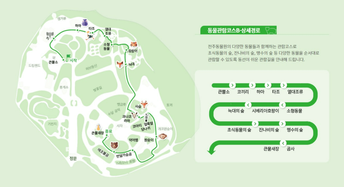 전주 동물원 관람 코스 B
