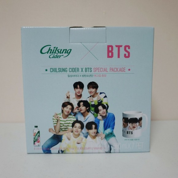  롯데마트 칠성사이다 복숭아 BTS 머그컵 패키지