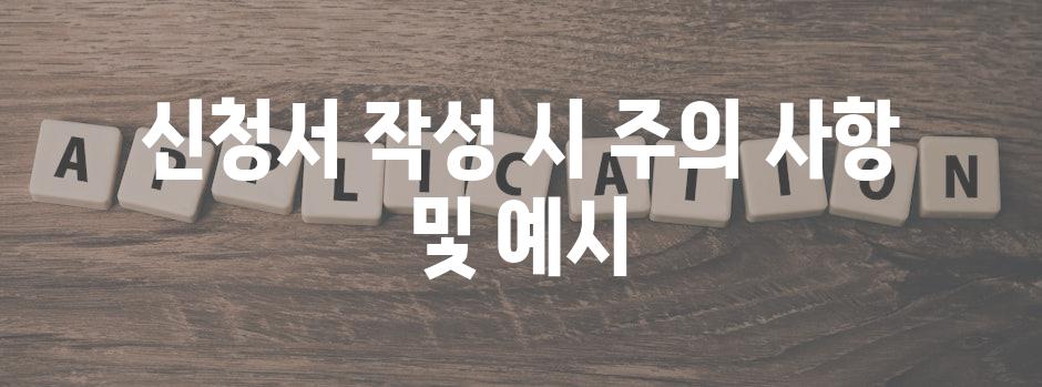 신청서 작성 시 주의 사항 및 예시