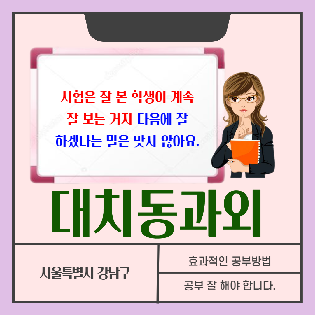  대치동 시험 잘 본 학생이 계속 잘 봐요. 국어 영어 수학 일배일 맞춤과외로 공부 방법부터 배워요