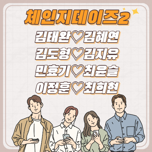  체인지데이즈2 김태완 김도형 민효기 이정훈 커플 인스타