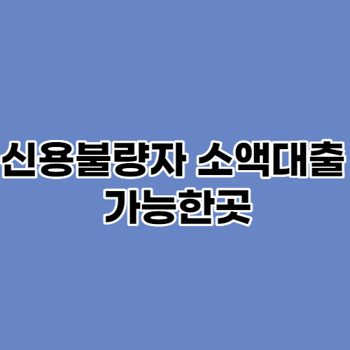  신용불량자 소액대출 가능한곳