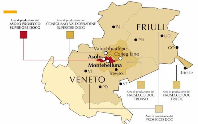 프로세코 와인의 생산지 지도