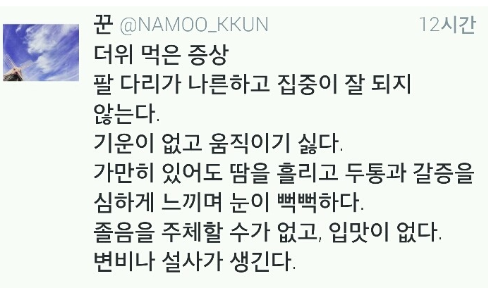  더위 먹었을 때 증상