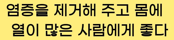  12. 염증을 제거해 주고, 몸에 열이 많은 사람에게 좋다.