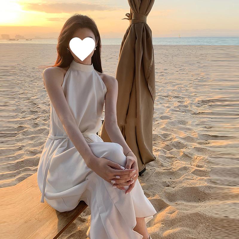 여성 홀터넥 여름 점프슈트 민소매 점프수트