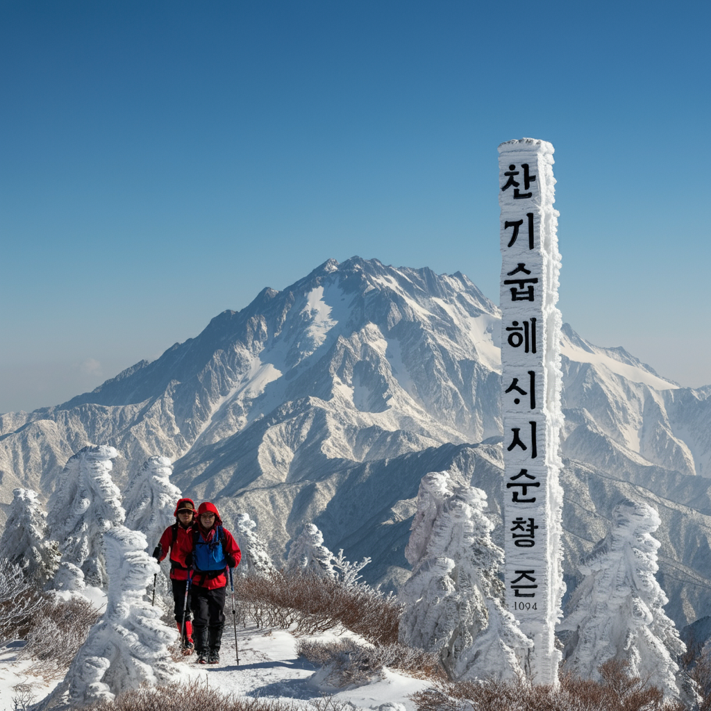 설악산-대설-하얀풍경-사람두명