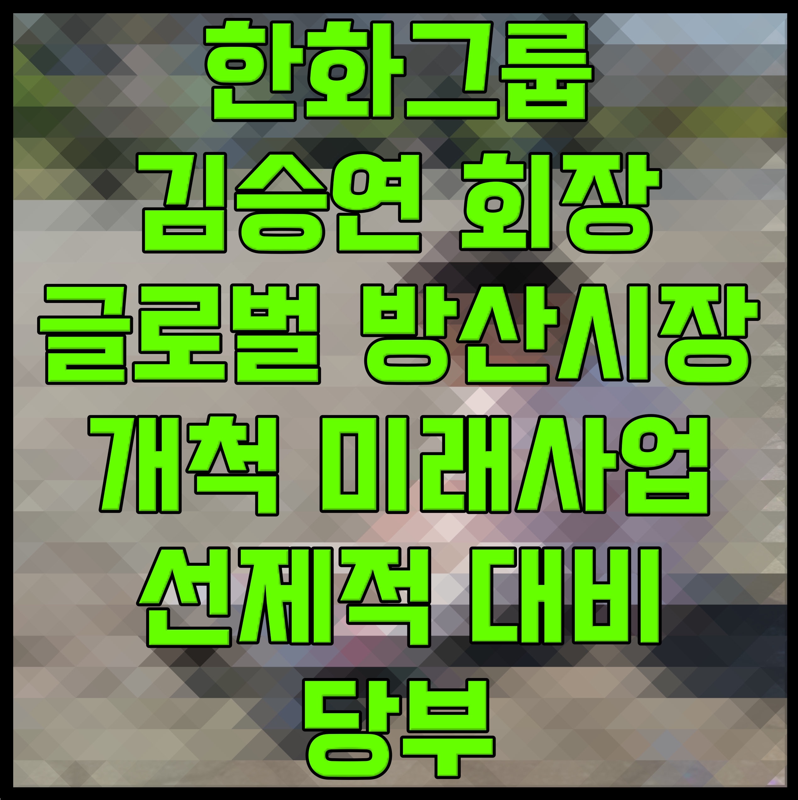  한화그룹 김승연 회장 글로벌 방산시장 개척 미래사업 선제적 대비 당부