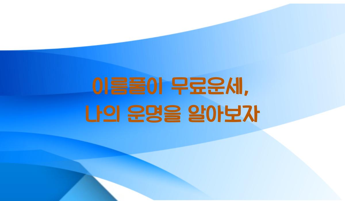 이름풀이 무료운세