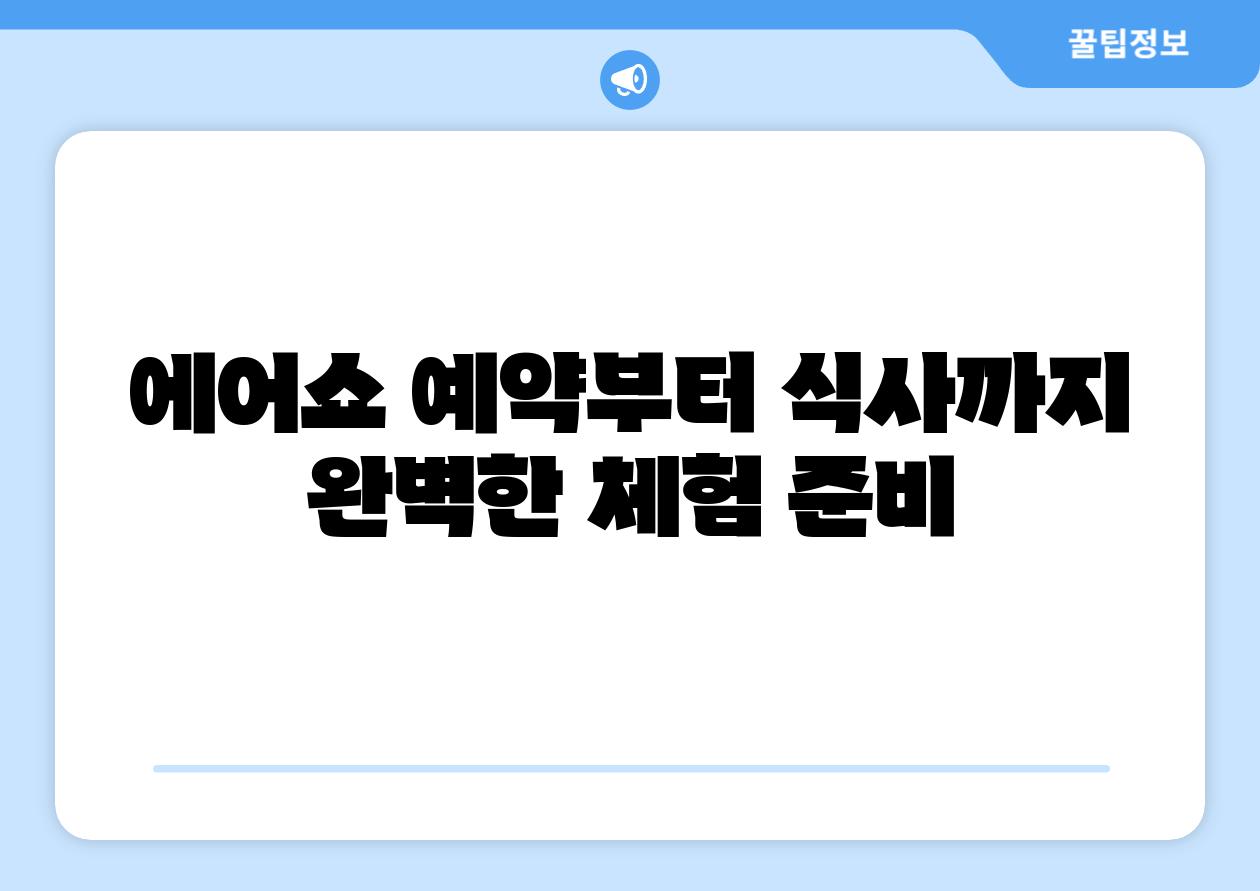 에어쇼 예약부터 식사까지 완벽한 체험 준비