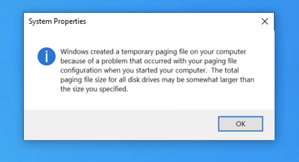 Windows temporary paging file