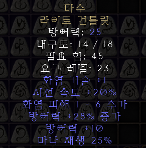  디아블로2 레저렉션 마수 라이트 건틀릿(메피장,메이지 피스트 라이트 건틀릿)