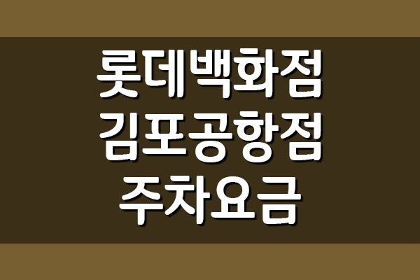  롯데백화점 김포공항점 주차요금(주차비) 자세히