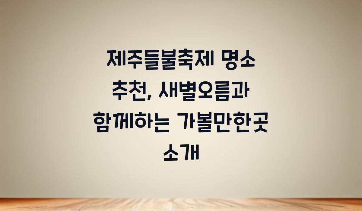 제주들불축제 명소 추천