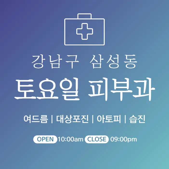  강남구 삼성동 토요일 피부과 병원 진료 근처 잘하는 48곳 찾기