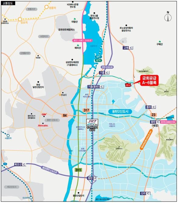 화성동탄2 A6블록 위치도