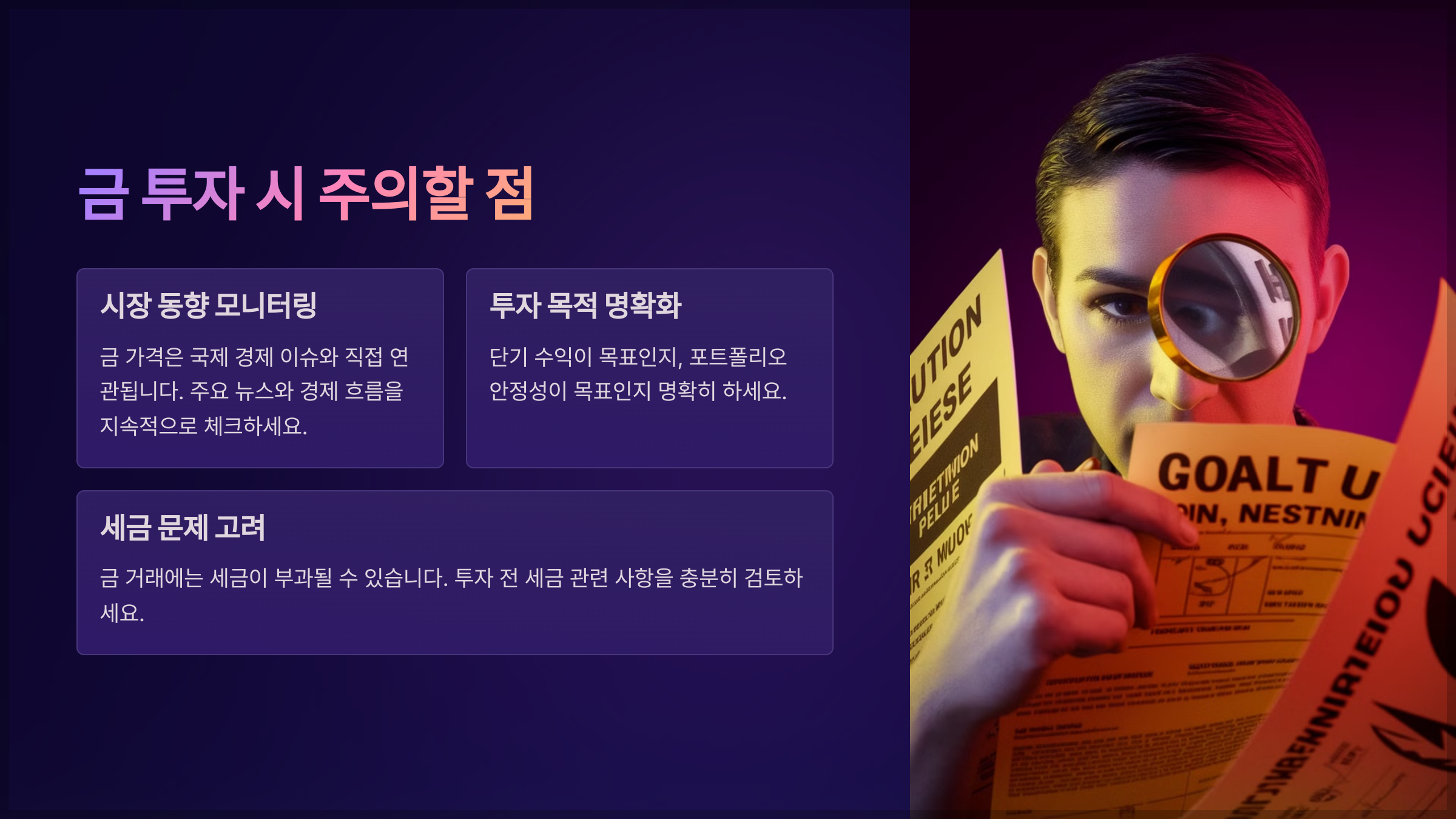 금 투자 시 주의할 점