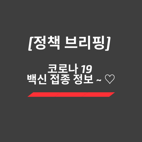 [정책 브리핑] 코로나 19 백신 접종 정보 ~ 