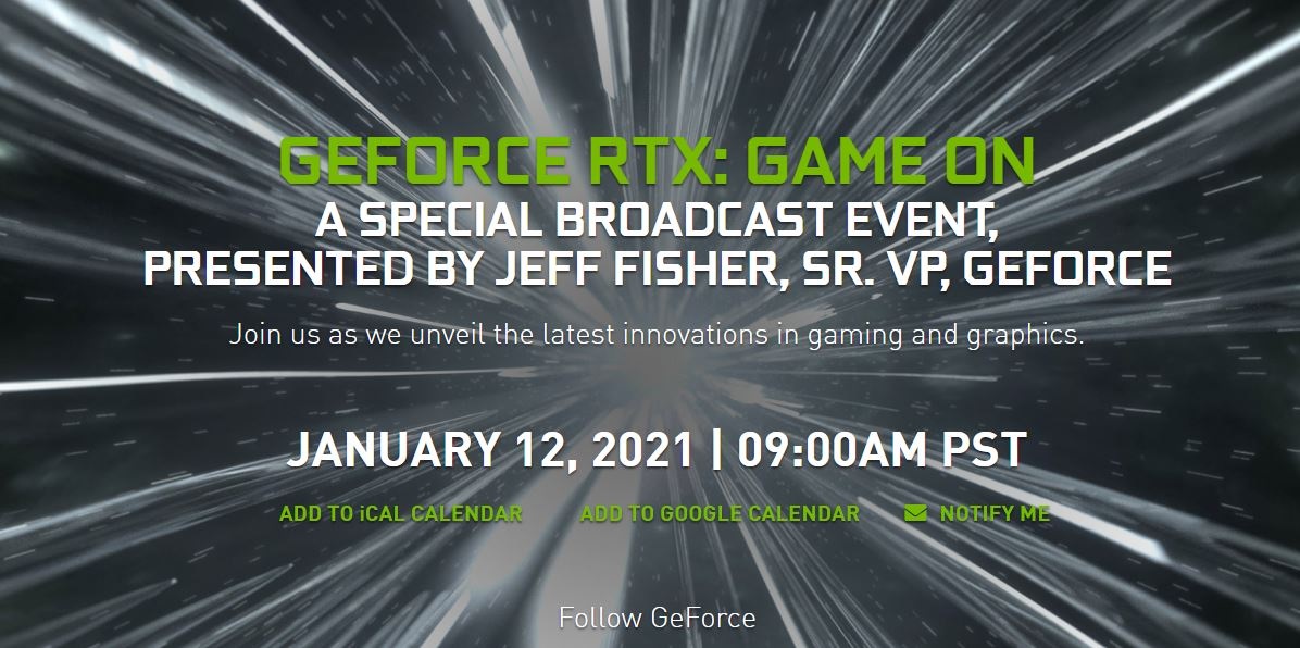  엔비디아 2021년 1월 12일 GeForce RTX 특별방송 발표