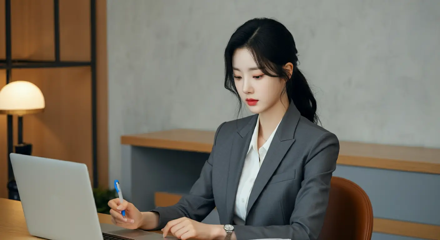 자기소개서를 작성하는 여성