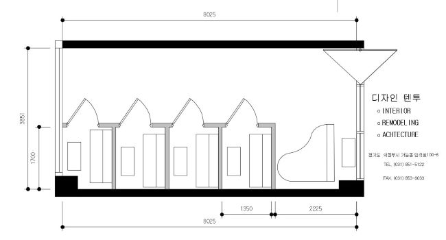 디자인텐투 피아노 교습소 인테리어 도면