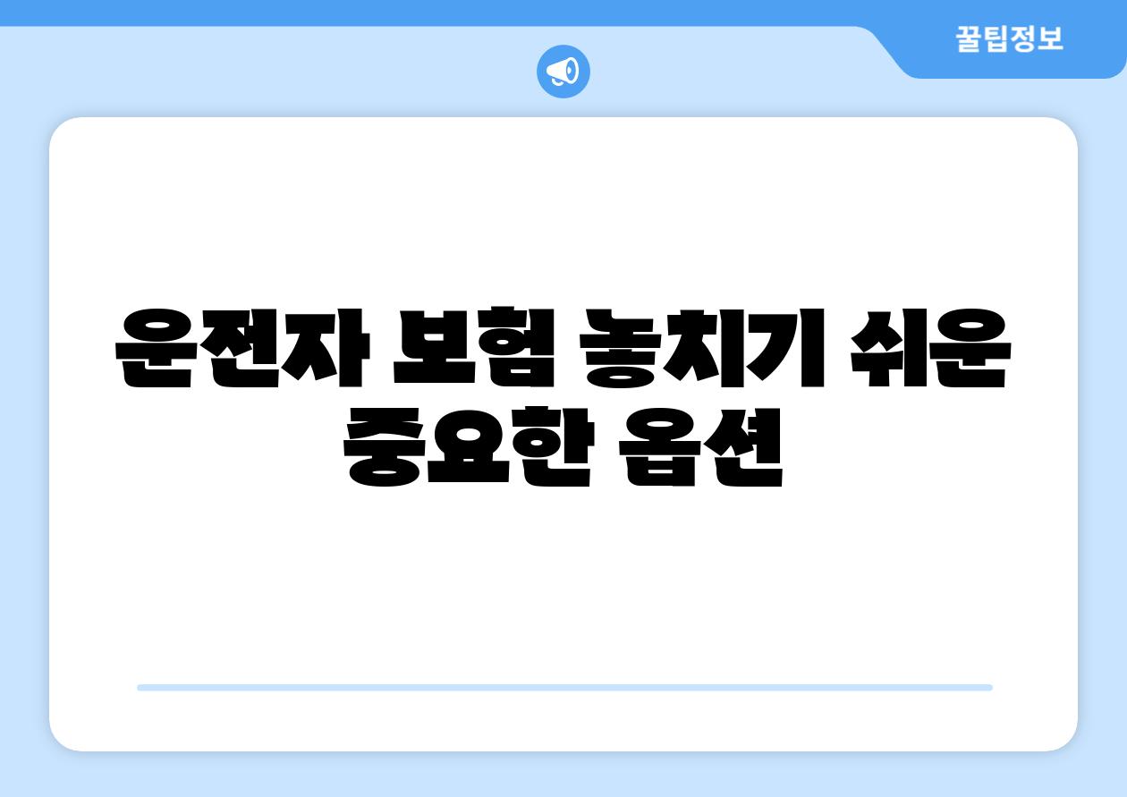 운전자 보험 놓치기 쉬운 중요한 옵션