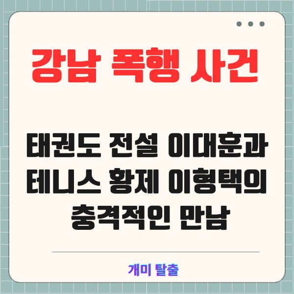 강남 폭행 사건: 태권도 전설 이대훈과 테니스 황제 이형택의 충격적인 만남