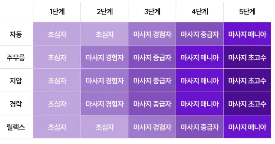 풀리오 25가지 마사지 조합