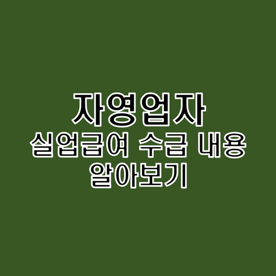  자영업자의 실업급여의 종류와 지급 금액 및 대상 조건 알아보기