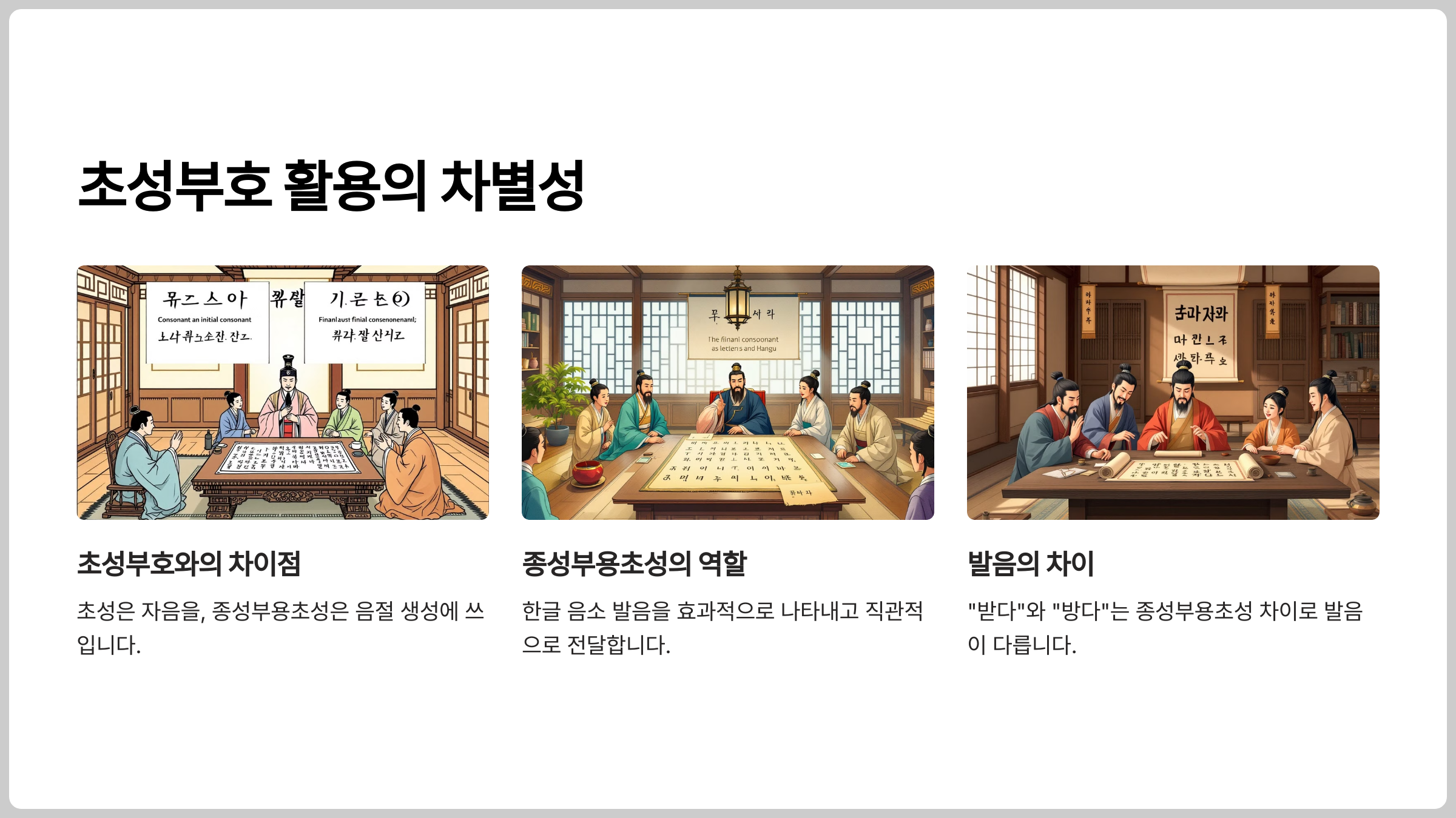 초성부호 활용의 차별성