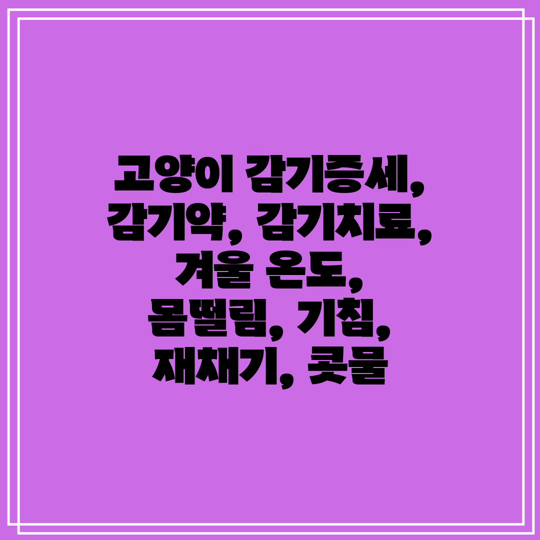 고양이 감기증세, 감기약, 감기치료, 겨울 온도, 몸떨