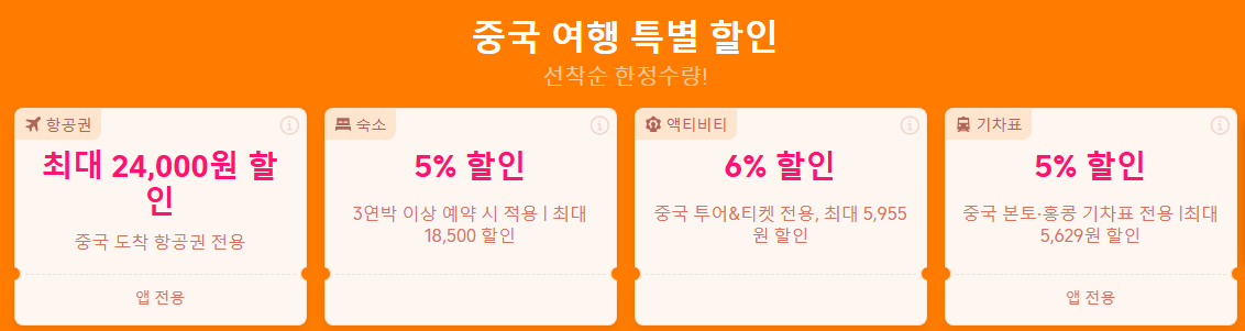 트립닷컴 중국 여행 할인 프로모션 쿠폰