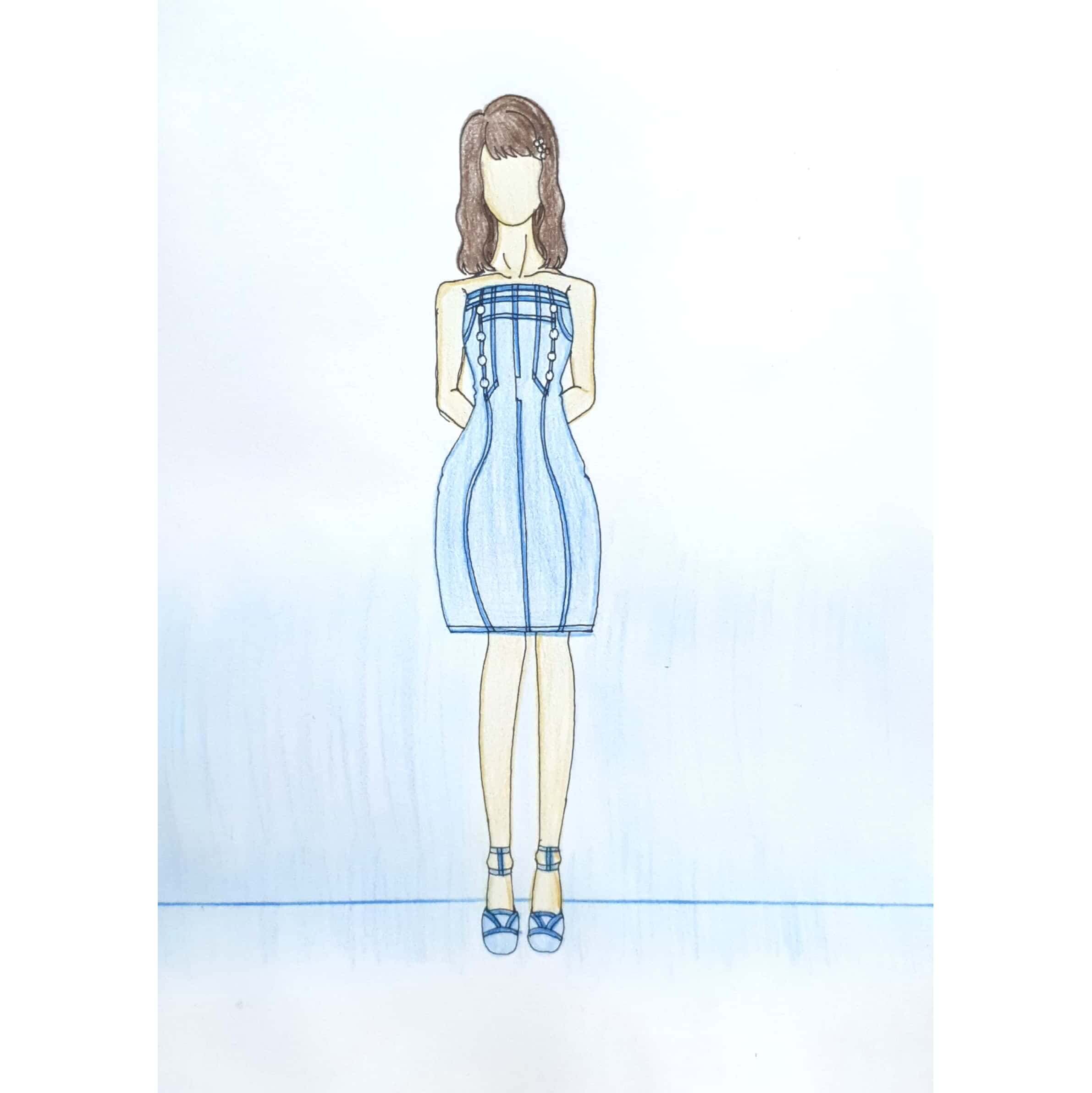  Blue Dress 파란색 드레스 / 일러스트 그림 드로잉 / 옷 그리기