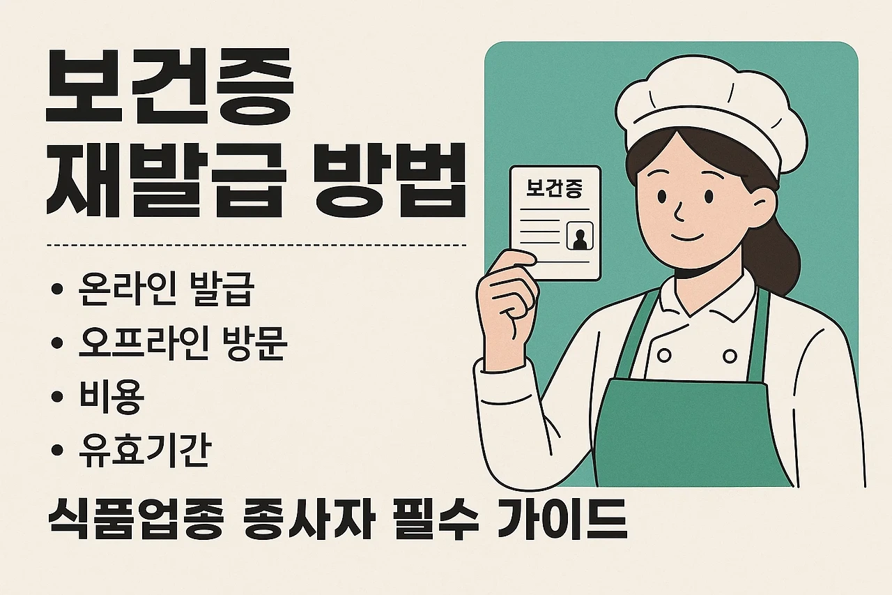보건증 재발급 방법 온라인 발급, 오프라인 방문, 비용, 유효기간