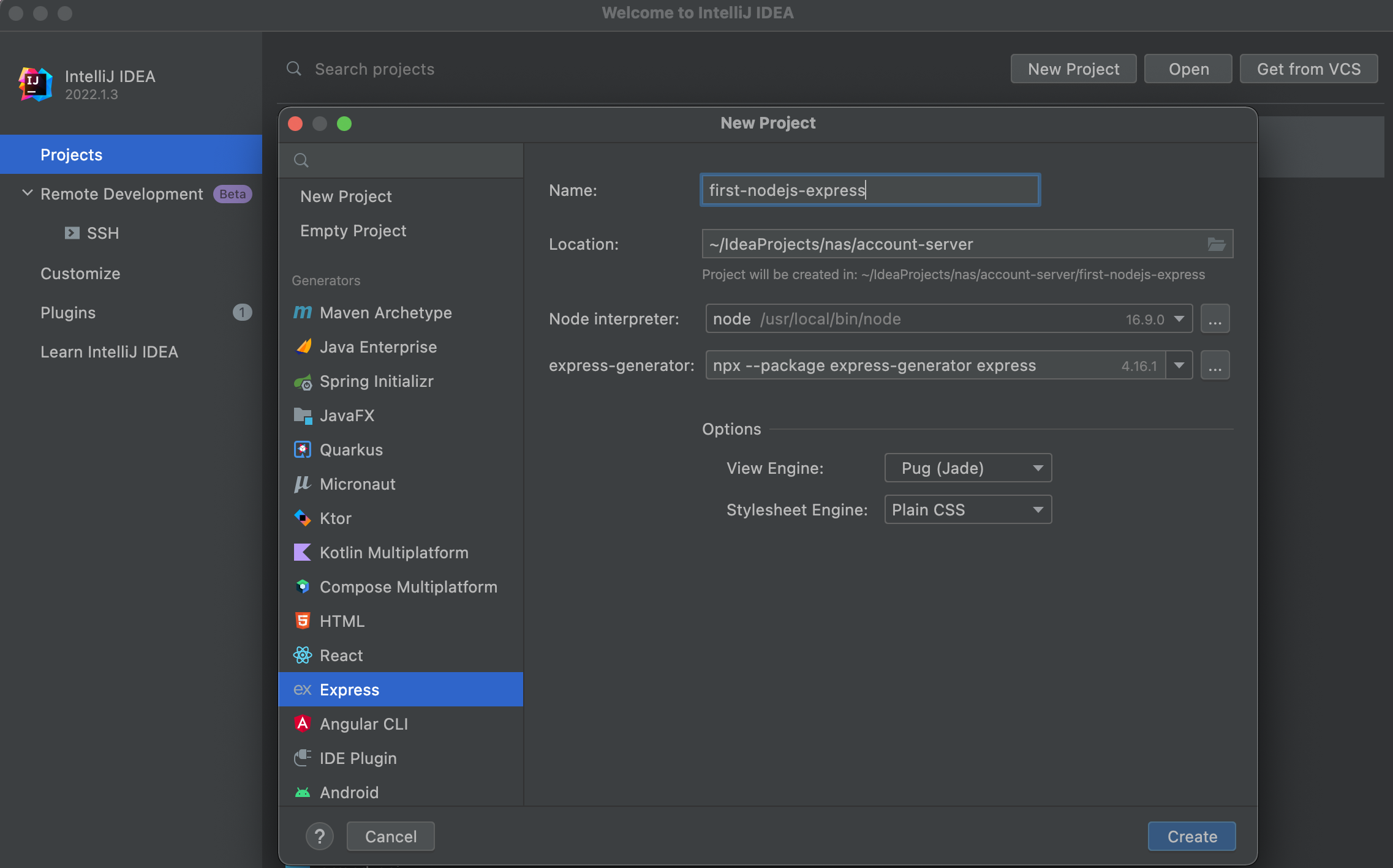  nodejs express 프로젝트 생성 (feat.macos)