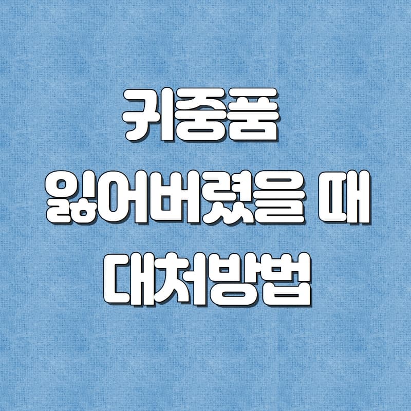  귀중품 잃어버렸을 때 대처방법