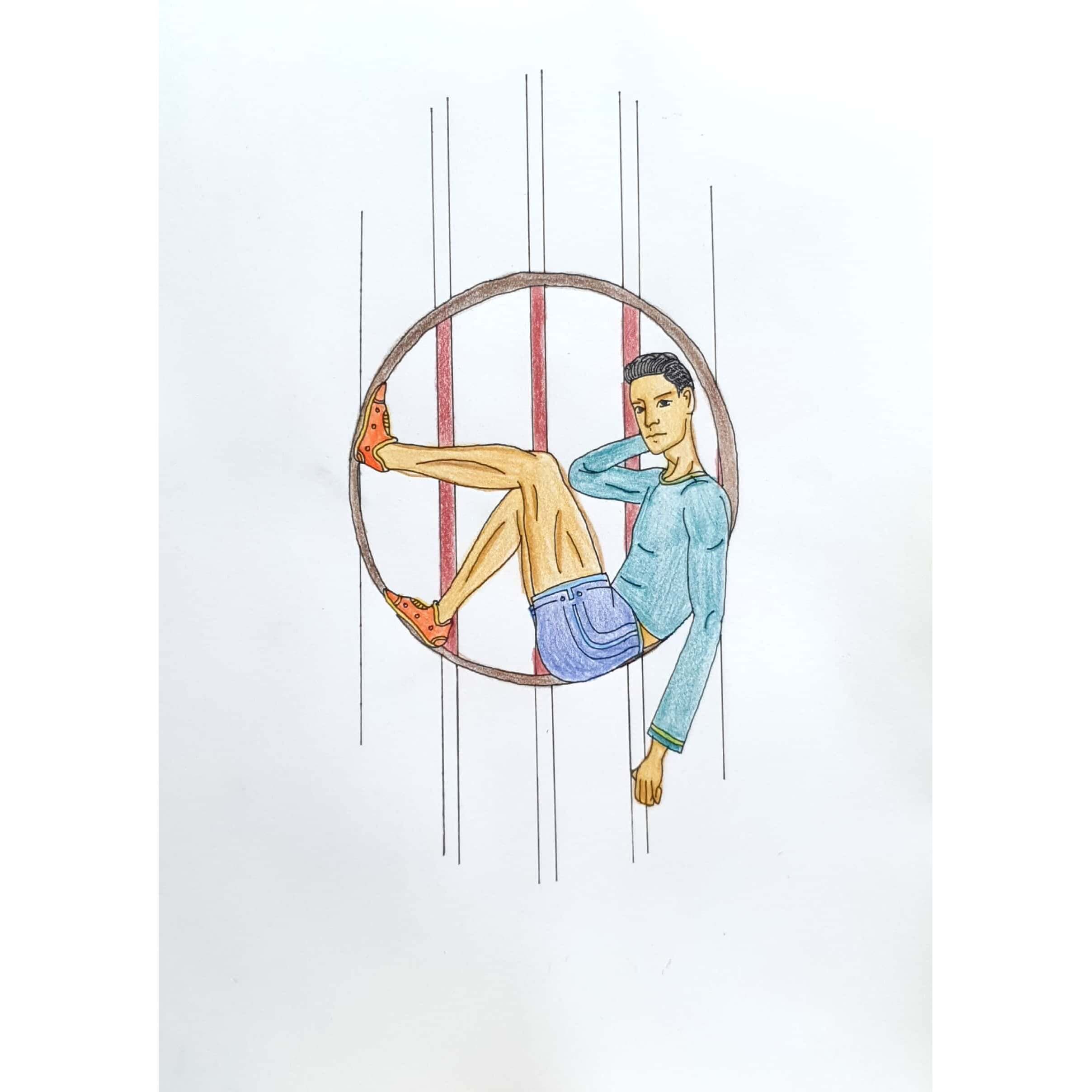  Rest in Circle 원 안에서 휴식 / 일러스트 그림 드로잉 / 인물화 그리기