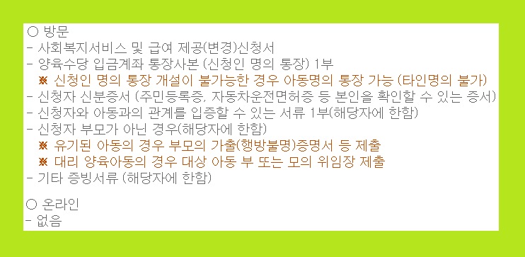 아동수당 지급대상 양육수당 지원대상