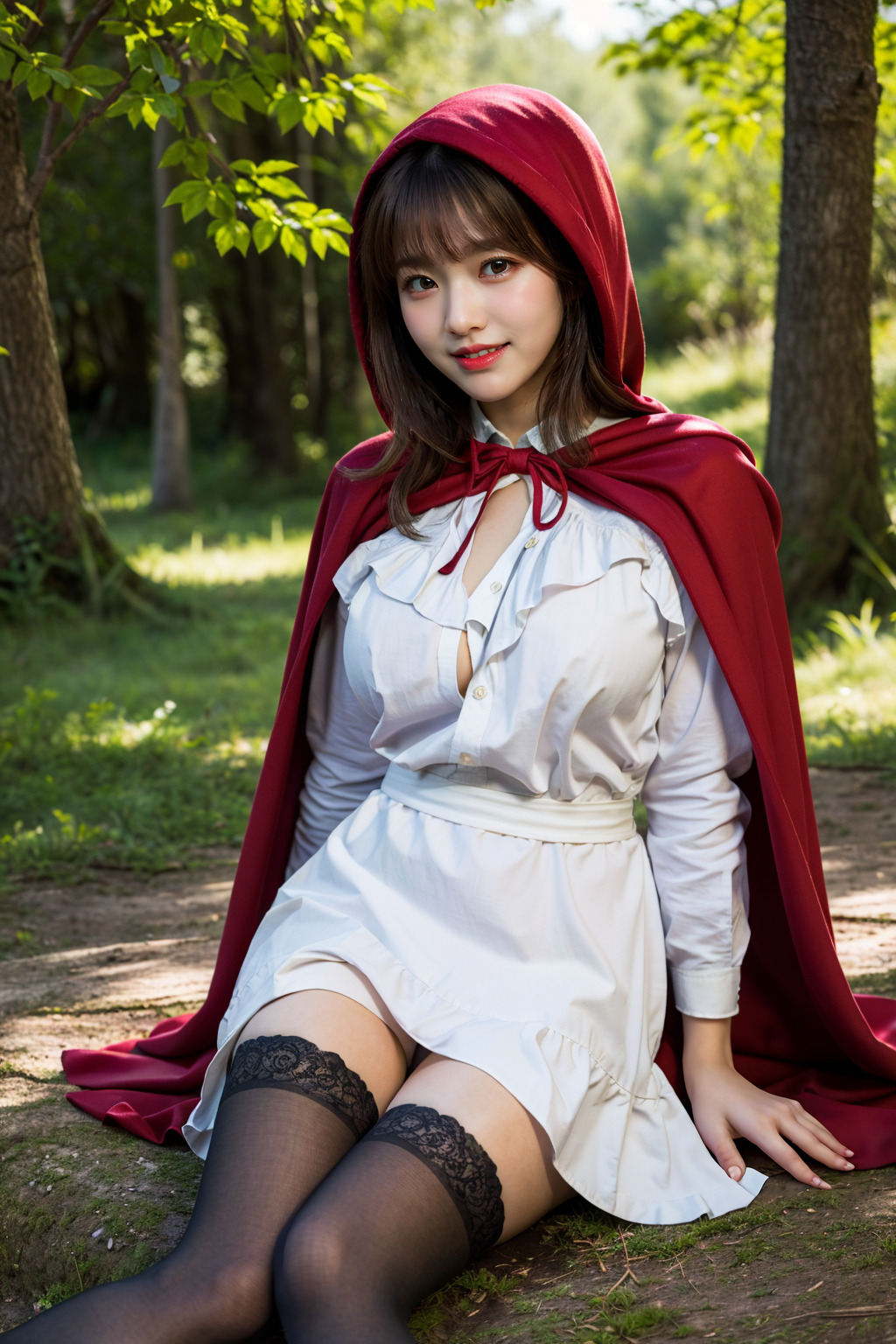  AI로 생성한 성숙한 빨간 모자를 쓴 소녀 이미지 - 2