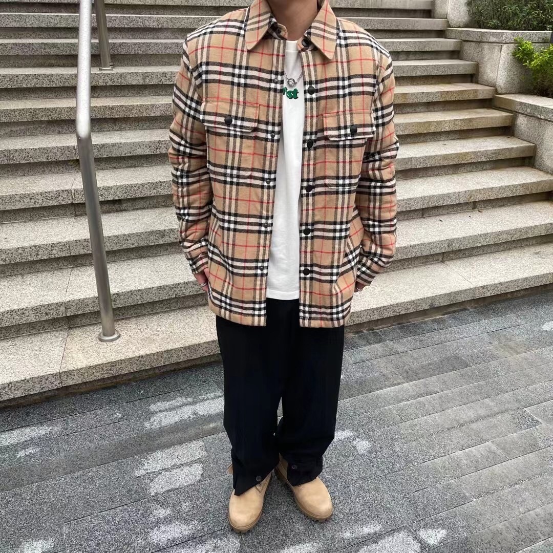  [BURBERRY] 버버리 빈티지 체크 울 코튼 플리스 오버 셔츠 자켓 80438391