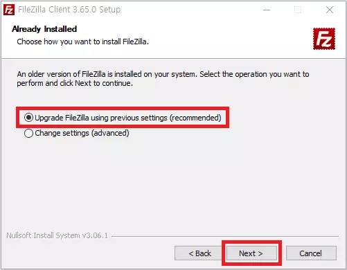 권장사항-설치-옵션-선택
