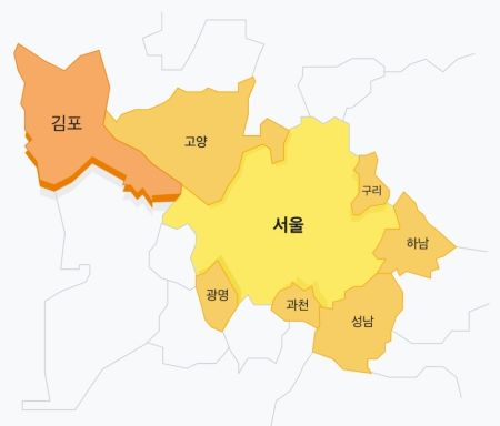 서울과 가까운 경기도 도시 관련 일러스트 &lt; 출처 : 카카오페이 &gt;