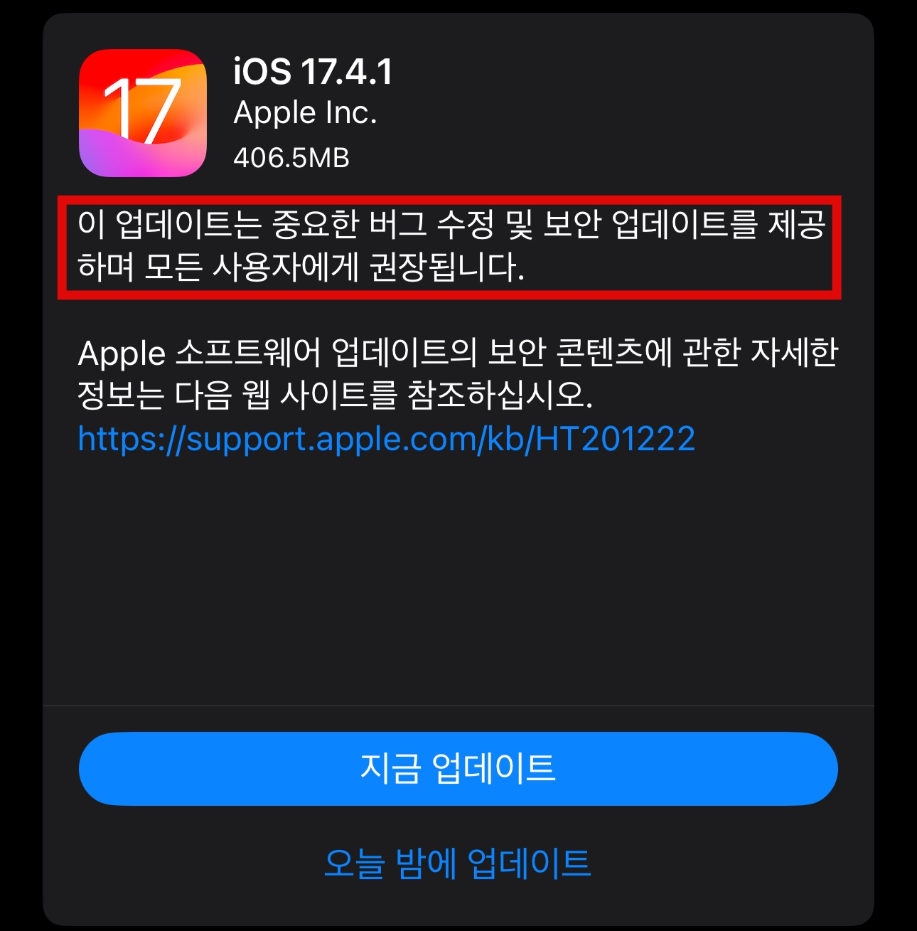 iOS 17.4.1 업데이트