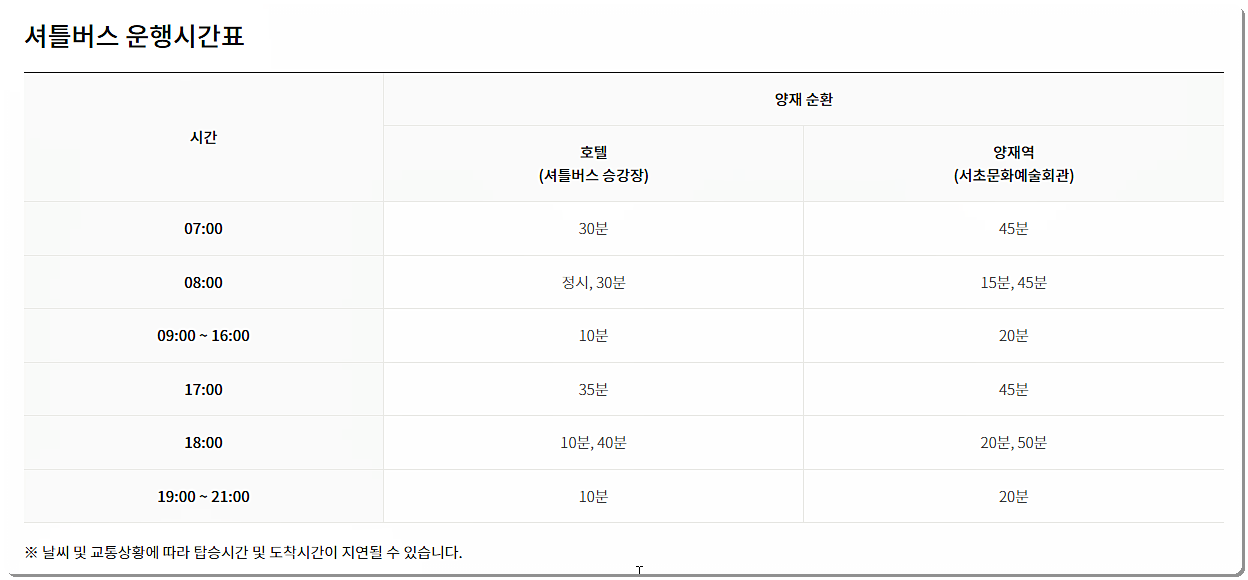 운행시간표