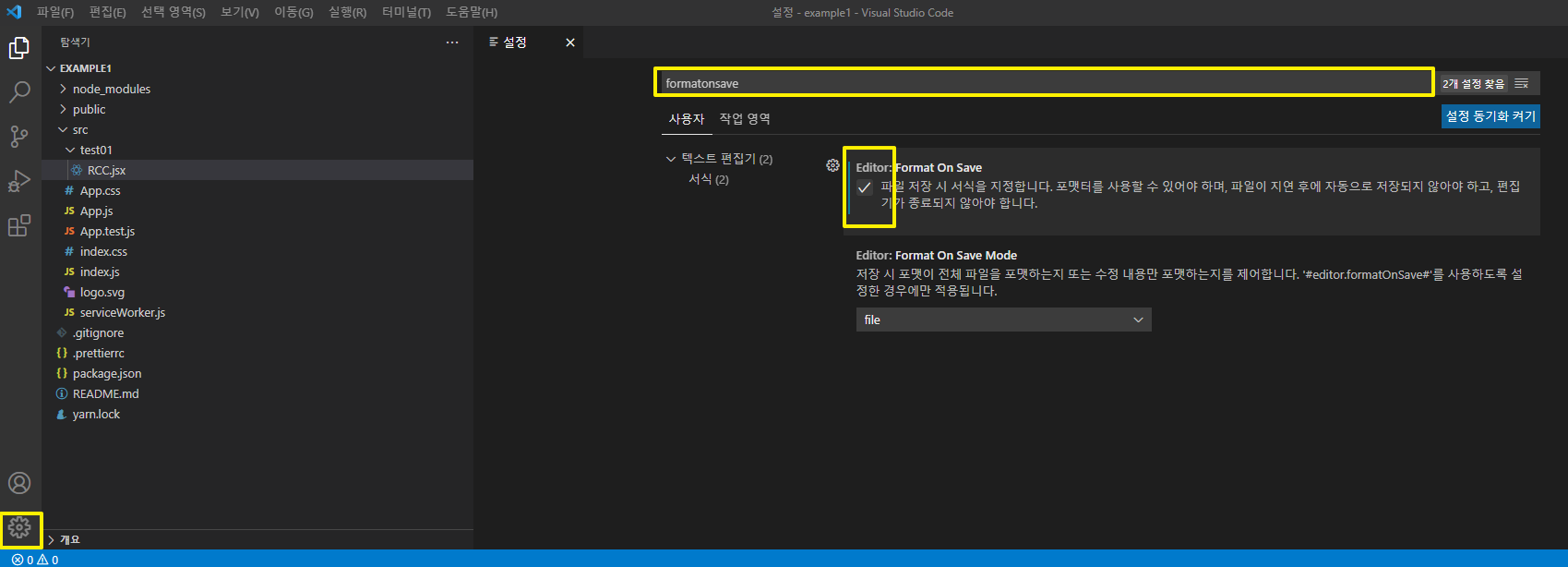 Prettier 플러그인 자동 설정 적용